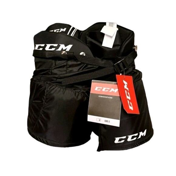 CCM Hockey Pants YOUTH Small Black Shorts Level 3 YT-S NWT - Picture 1 of 6